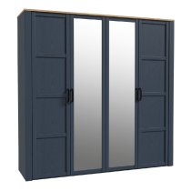 Bogota Wooden Mirrored Wardrobe With 2 Doors In Navy And Oak