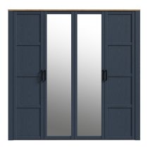 Bogota Wooden Mirrored Wardrobe With 2 Doors In Navy And Oak