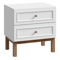 Waldorf Wooden Bedside Cabinet With 2 Drawers In Light Grey Oak