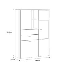 Kanata Wooden Display Cabinet With 3 Doors In Grey And Oak