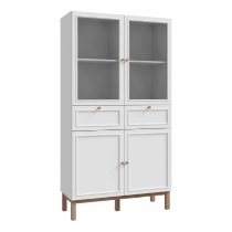 Waldorf Wooden Display Cabinet With 2 Drawers In Light Grey Oak