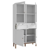 Waldorf Wooden Display Cabinet With 2 Drawers In Light Grey Oak