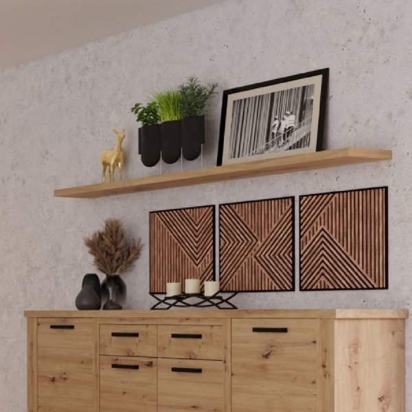 Caneadea Wooden Large Wall Shelf In Artisan Oak