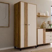 Greeley Wooden Wardrobe With 2 Doors In Cream And Oak