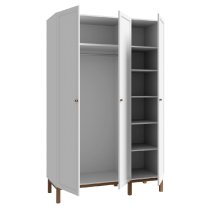 Waldorf Wooden Wardrobe With 3 Doors In Light Grey And Oak