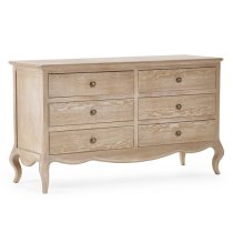 Caitlyn Wooden Chest Of 6 Drawers Wide In Limed Oak