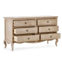 Caitlyn Wooden Chest Of 6 Drawers Wide In Limed Oak