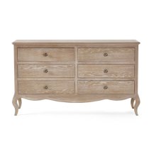 Caitlyn Wooden Chest Of 6 Drawers Wide In Limed Oak