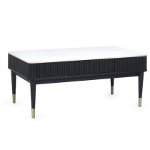 Laurel Stone Coffee Table With 2 Drawers In White Marble Effect