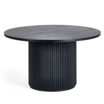 Laurel Fluted Wooden Coffee Table Round In Matt Black