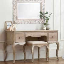 Caitlyn Wooden Dressing Table And Stool In Limed Oak