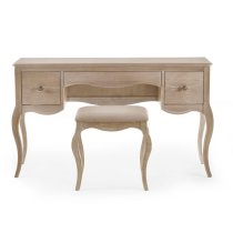 Caitlyn Wooden Dressing Table And Stool In Limed Oak