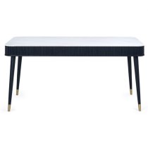 Laurel Stone Dining Table With Drawers In White Marble Effect