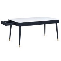 Laurel Stone Dining Table With Drawers In White Marble Effect