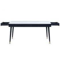 Laurel Stone Dining Table With Drawers In White Marble Effect