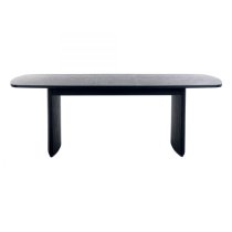 Laurel Fluted Extending Wooden Dining Table In Matt Black