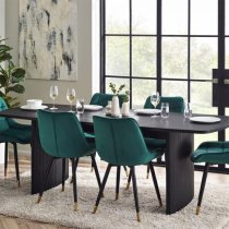 Laurel Fluted Extending Wooden Dining Table In Matt Black