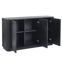 Laurel Fluted Wooden Sideboard With 3 Doors In Matt Black