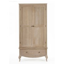 Caitlyn Wooden Wardrobe With 2 Doors 1 Drawer In Limed Oak