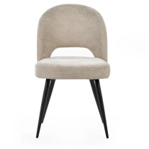 Erie Velvet Dining Chair In Calico Cream With Black Metal Legs