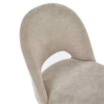 Erie Velvet Dining Chair In Calico Cream With Black Metal Legs