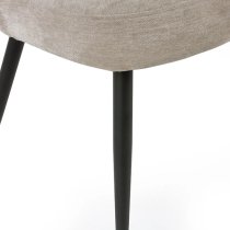 Erie Velvet Dining Chair In Calico Cream With Black Metal Legs