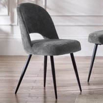 Erie Velvet Dining Chair In Onyx With Black Metal Legs