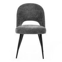 Erie Velvet Dining Chair In Onyx With Black Metal Legs