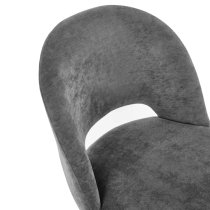 Erie Velvet Dining Chair In Onyx With Black Metal Legs