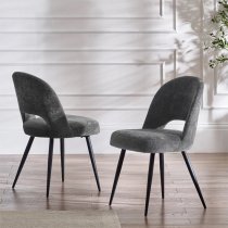 Erie Velvet Dining Chair In Onyx With Black Metal Legs