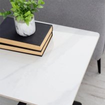 Bolivia Ceramic Lamp Table Square In White Marble Effect