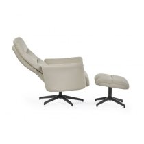 Pecos Plush Velvet Recliner Chair And Stool In Grey