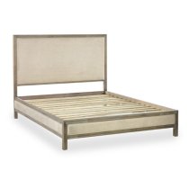 Lenoir Fabric Headboard Double Bed In Ivory