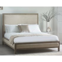 Lenoir Fabric Headboard King Size Bed In Ivory