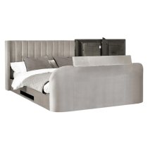 Celina Fabric Side Lift Ottoman Double TV Bed In Light Grey