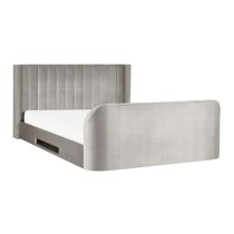 Celina Fabric Side Lift Ottoman Double TV Bed In Light Grey