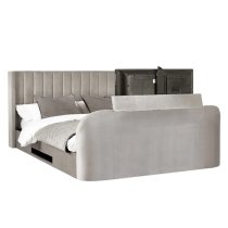 Celina Fabric Side Lift Ottoman King Size TV Bed In Light Grey