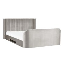 Celina Fabric Side Lift Ottoman King Size TV Bed In Light Grey