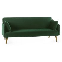 Alton Fabric Sofa Bed In Green With Wooden Legs