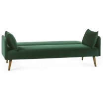 Alton Fabric Sofa Bed In Green With Wooden Legs