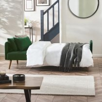 Alton Fabric Sofa Bed In Green With Wooden Legs