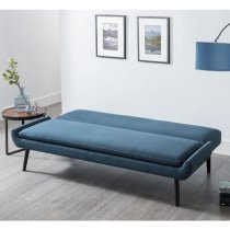 Groton Linen Fabric Sofa Bed In Blue With Black Legs