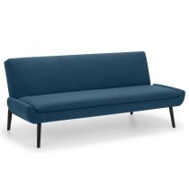 Groton Linen Fabric Sofa Bed In Blue With Black Legs