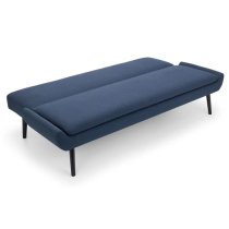 Groton Linen Fabric Sofa Bed In Blue With Black Legs