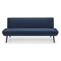 Groton Linen Fabric Sofa Bed In Blue With Black Legs