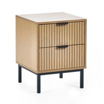 Sarnia Wooden Bedside Cabinet With 2 Drawers In Natural