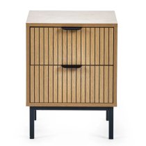 Sarnia Wooden Bedside Cabinet With 2 Drawers In Natural