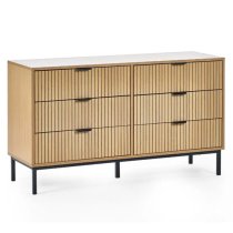 Sarnia Wooden Chest Of 6 Drawers Wide In Natural