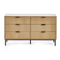 Sarnia Wooden Chest Of 6 Drawers Wide In Natural