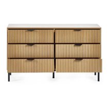 Sarnia Wooden Chest Of 6 Drawers Wide In Natural